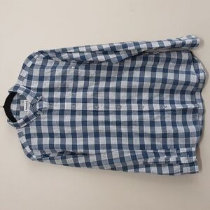 Timberland men's button up shirt long sleeves plaid casual linen blend size M